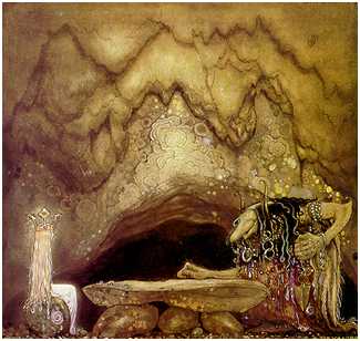 John Bauer - 1914 - princess with troll in cave