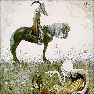 John Bauer - 1910 boy on horse and troll woman