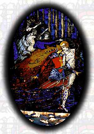 Harry Clarke - A Meeting stained glass