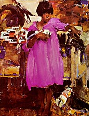 Nicholai Fechin - Girl in Purple Dress