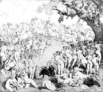 Norman Lindsay - Festival etching