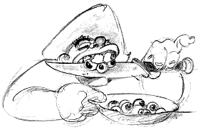 Albert Hurter - pirate eating eyeballs sketch